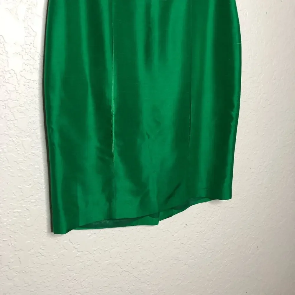 Hugo Buscati Collection green silk cap sleeve sheath dress size 4 holiday party